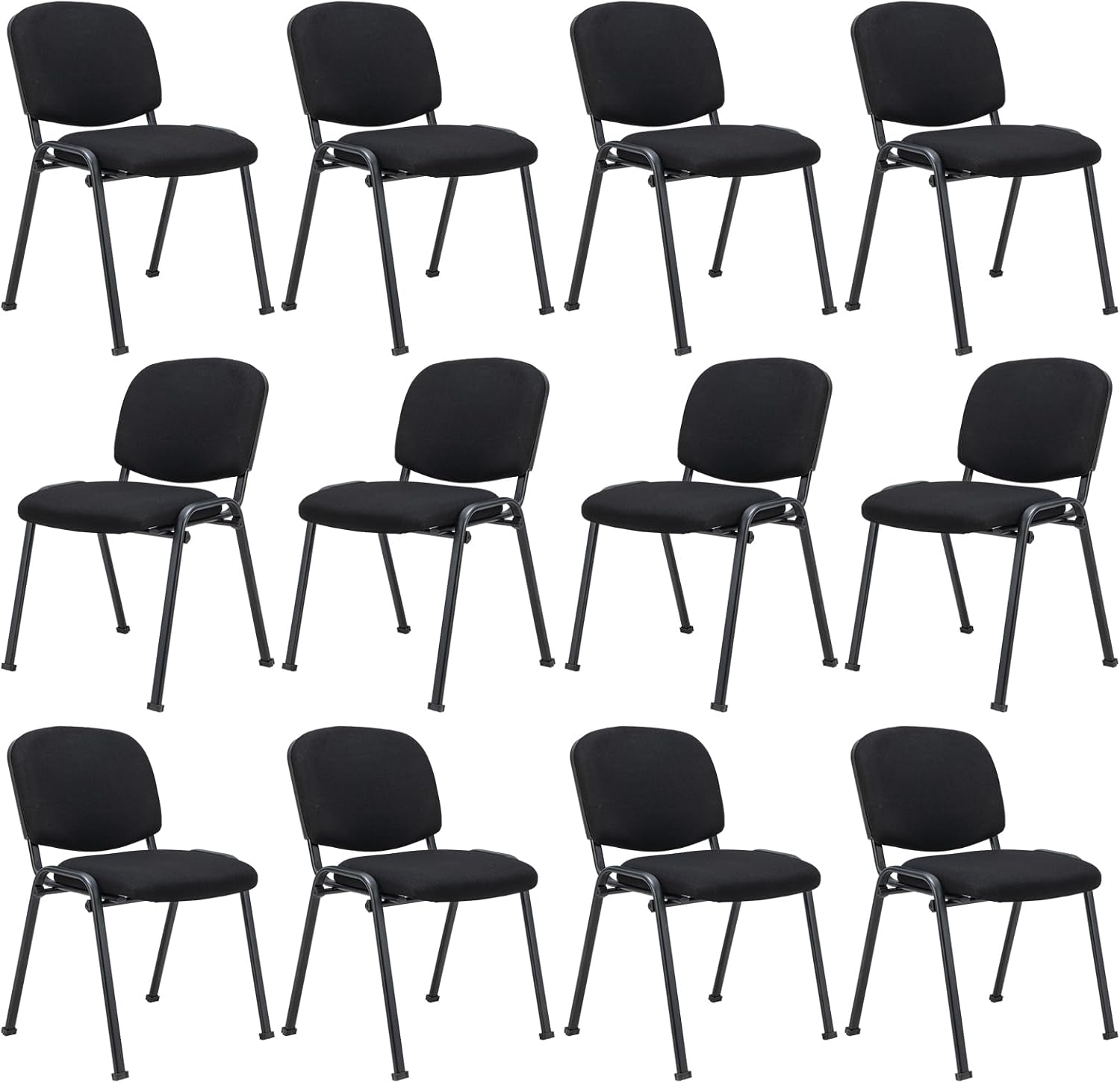 Giantex 12-Pack Conference Chair Set - Stackable Guest Chair with Metal Frame, Padded Cushion, Stacking Reception Chair, Lobby Chairs Set of 12, Stackable Chairs, Office Waiting Room Chair, Black