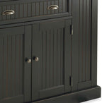 Homestyles Nantucket Distressed Black Kitchen Island with Black Granite and Wood Drop Leaf Breakfast Bar, 48"W