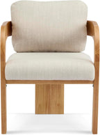 Christopher Knight Home Yorick Modern Dining Chair Set of 2 with Cushion, Solid Wood Dining Room Armchair Set, Curved Backrest Kitchen Side Chair, Living Room Comfy Extra Seat, Natural+Beige