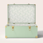 Momento Baby Keepsake Trunk | Personalized Heirloom Memory Box | Handcrafted in USA | Metal & Plywood Construction | Standard Size 20" (Green/Bunnies & Houses)