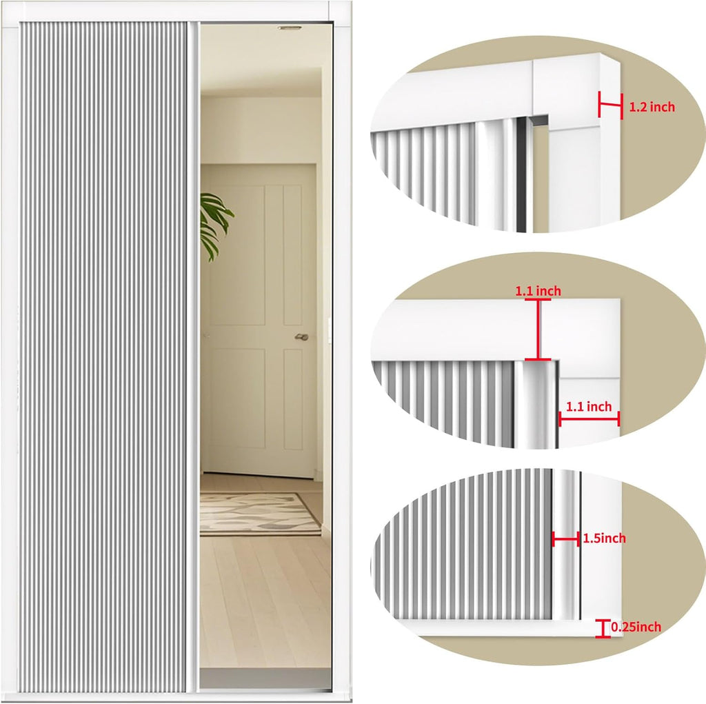 MYshade Custom Size Interior Accordion Folding Door, Aluminum Frame with Heat-Insulating Cellular Fabric, No-Drill Room Divider for Bedroom, Bathroom, Closet（White）