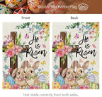 CROWNED BEAUTY Easter House Flag Cross Bunny 28x40 Inch Double Sided Large Holiday Welcome Decoration for Outside Yard