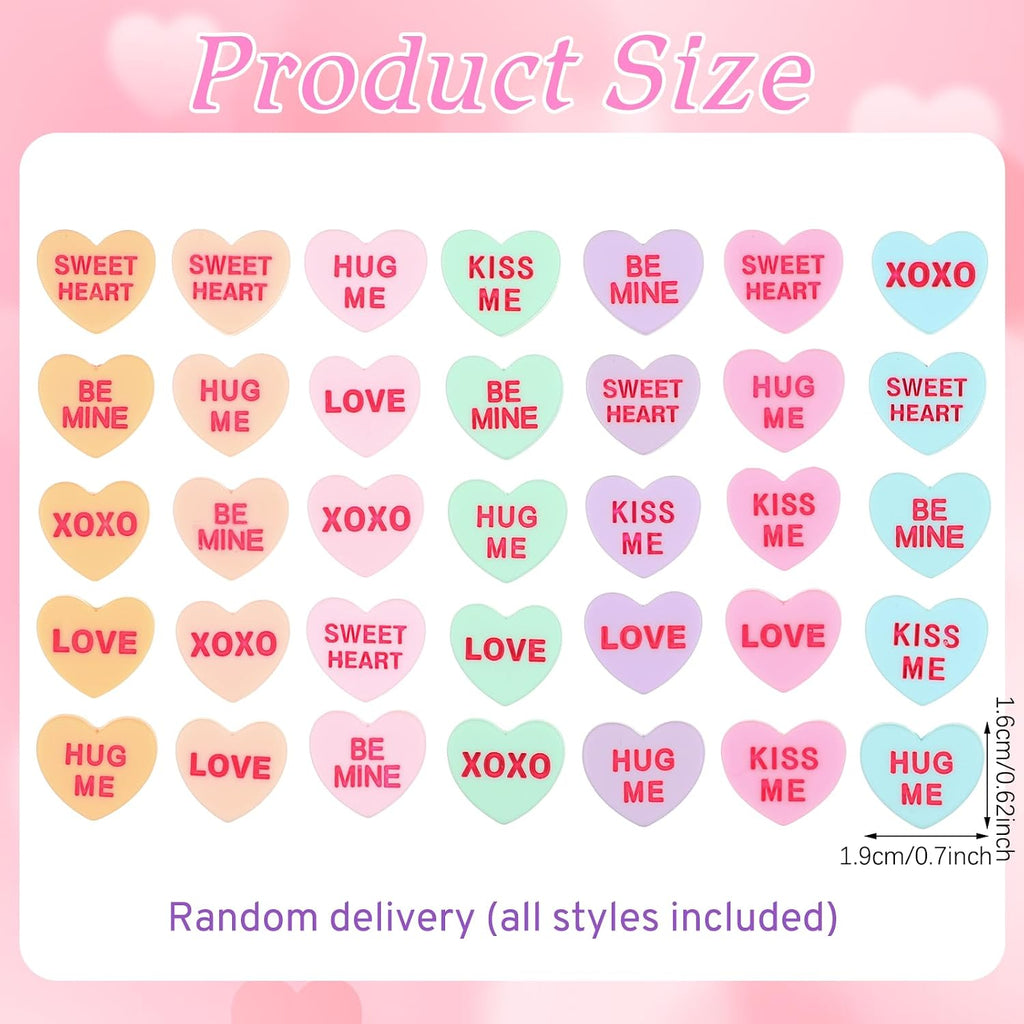 WinnerWhy 100 Pcs Conversation Hearts Vase Filler Resin for Candle Filler Candle Holder Floating Candles Candy Heart Centerpiece for Wedding Decor Macaron Color