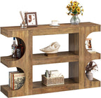 Tohomeor Console Tables for Entryway 47.24-Inch, Wooden Sofa Table Behind The Couch, Farmhouse Wooden Entry Foyer Tables for Entrance Hallway Living Room Home, Arched,Retro Brown