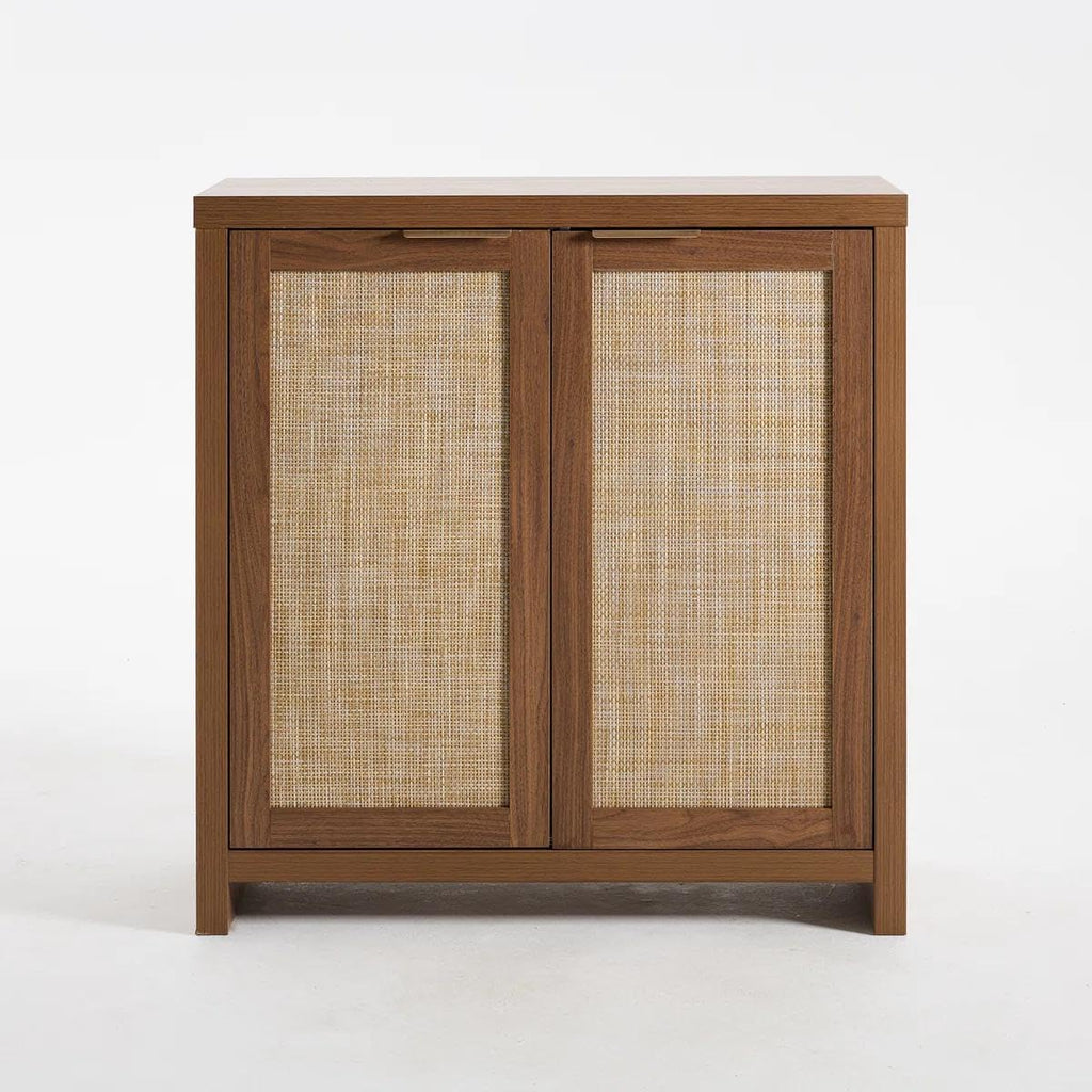 OAKHAM HOME Rattan Sideboard Cabinet with Storage, Buffet Cabinet with 2 Soft-Close Doors, Adjustable Shelves and 110 lbs Top, Storage Cabinet for Living Room, Kitchen, Entryway, Brown