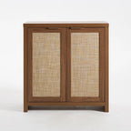 OAKHAM HOME Rattan Sideboard Cabinet with Storage, Buffet Cabinet with 2 Soft-Close Doors, Adjustable Shelves and 110 lbs Top, Storage Cabinet for Living Room, Kitchen, Entryway, Brown