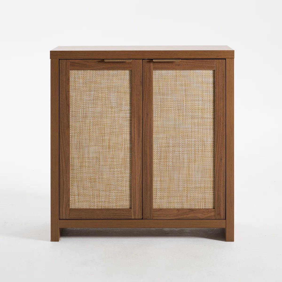 OAKHAM HOME Rattan Sideboard Cabinet with Storage, Buffet Cabinet with 2 Soft-Close Doors, Adjustable Shelves and 110 lbs Top, Storage Cabinet for Living Room, Kitchen, Entryway, Brown