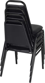 Regency 8029 Stackable Cushioned Restaurant Chair, Commercial Vinyl Dining & Event Seating, Steel Frame, Comfortable Easy-Clean Chair for Banquets, Cafeterias & Hospitality - Black (4 Pack)