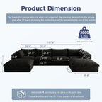 157.6" Oversized Cloud Boneless Sofa with 2 Ottomans, Modern Corduroy U Shaped Modular Sectional Couch, Deep Seat Floor Furniture Set, No Assembly Required (4 Seater+2 Ottoman)