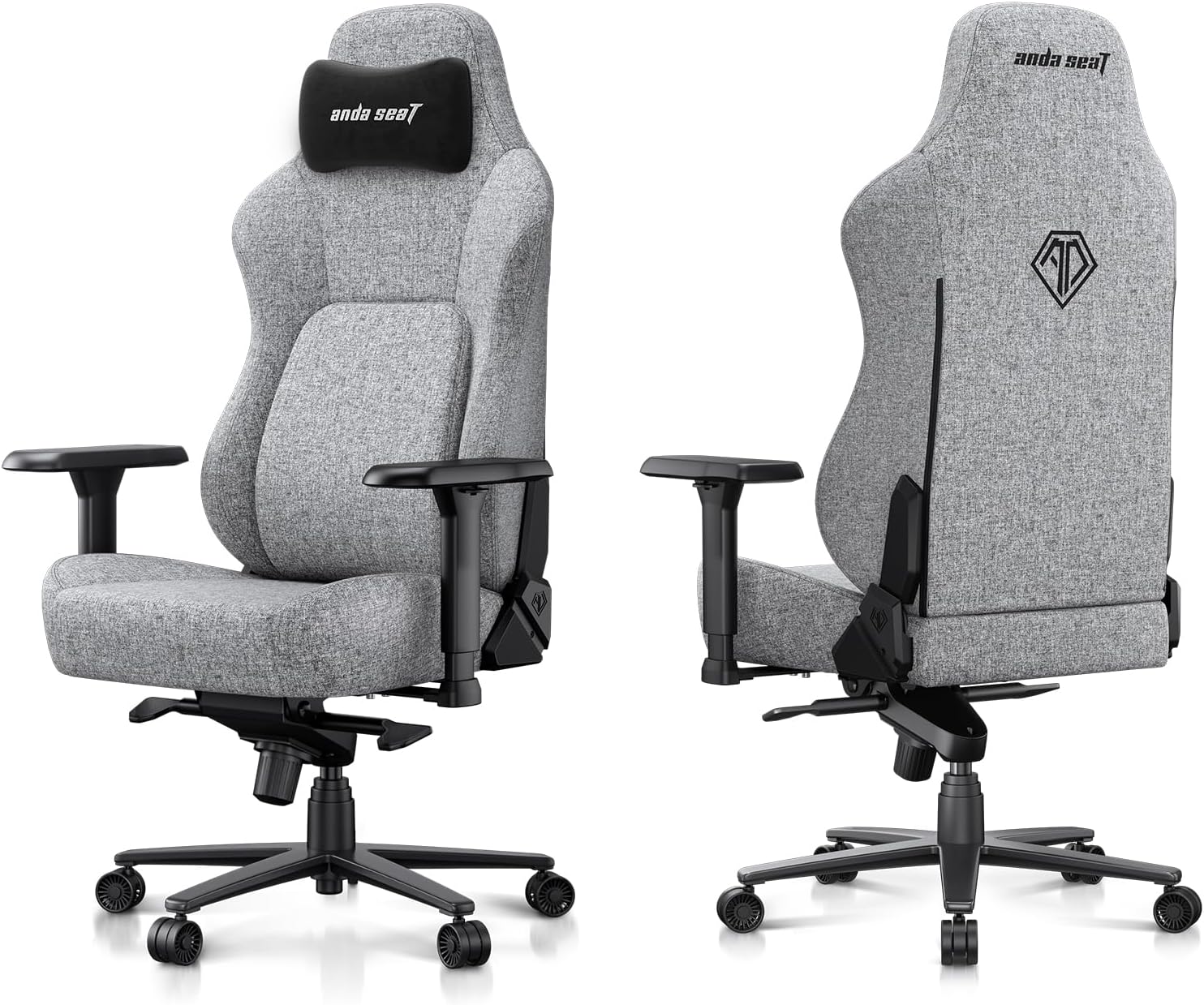 Anda Seat Phantom 4 Pro Gray Fabric Gaming Chairs for Adults - Large Wide Seat Gamer Chair with Dynamic Lumbar Support, Comfortable Ergonomic Video Game Seats with Magnetic Headrest - 3D Armrests