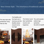 Wood Prayer Altar Table with Storage Cabinet and Drawer, Chinese Buddha Shrine Display Stand, Buddhist Decorative Side Table for Living Room (Wood, 50" L x 24" W x 50" H)