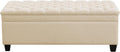 WUTUTUEE 51" Fabric Storage Ottoman Bench, Upholstered Rectangle End of Bed Storage Ottoman Tufted Living Room Bedroom Bench with Safety Hinge, Solid Wood Legs, Loads 500 lb(Khaki)