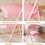 Folding Chairs with Comfortable Padded Seats, Portable and Stackable Commercial Seating, Metal Frame, Suitable for Offices, Restaurants, Bedrooms, and Parties Green with White Legs