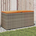 Outdoor Garden Storage Box with Seat, PE Rattan Deck Box, Weather-Resistant Patio Organizer for Cushions, Toys, Tools, Gray, 43.3 x 19.7 x 21.3 inches