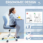 HONEY JOY Kids Desk Chair, Children Study Chair w/Adjustable Height, Low Back, Swivel Rolling Mesh Task Student Chair, Kids Computer Chair for Teens Girls Boys Home/School/Office (Blue)
