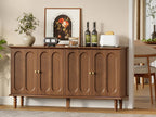 ONBRILL 63 Inch Buffet Cabinet with Storage, Arched Sideboard Cabinet with 4 Doors and Adjustable Shelves, Wooden Coffee Bar for Kitchen, Living Room, Entryway,Walnut