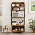 Garvee Bakers Rack with Storage Cabinet, 68" Industrial 6-Tier Kitchen Storage Shelf with Cabinet,Microwave Stand,Shelves,Freestanding Coffee Bar for Pots, Spices & Kitchen Essentials