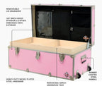 Rhino Trunk & Case Small Essential Trunk With Wheels, Tray, & Lid Organizer - 30"x17"x13", 1000+ lbs Capacity. Strong, USA Made Summer Camp Footlocker, and Secure College Dorm Storage Chest