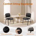 CLATINA Stackable Waiting Room Chairs, PU Leather Guest Reception Chair with Upholstered Thickene Seat and Back Support, Stacking Chair Metal Leg for Office School Church Conference, Black, 5 Pack