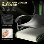 Bigzzia Gaming Chair, Ergonomic Video Game Chairs with Pillow and Lumbar Support, Racing Style Height Adjustable Computer Chair with 360°-Swivel Seat for Adults and Kids（Green）