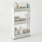 Lavish Home 3 Tier Shelf Rolling Cart - Narrow-Space Kitchen or Bathroom Shelf Organizer Cart - Slim Slide-Out Storage Shelves for Kitchen, Bathroom, Laundry and Pantry
