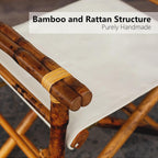 Set of 2 Bamboo Folding Directors Chairs, Detachable Portable Dining Lawn Chairs for Indoor Outdoor, Camping, Picnic, Beach & Sports Events