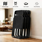 Folding Chair, 2 Pack Plastic Chair, Black | Breathable folding chair with steel frame, 300lbs capacity. Portable & stackable for indoor, outdoor, events & parties.