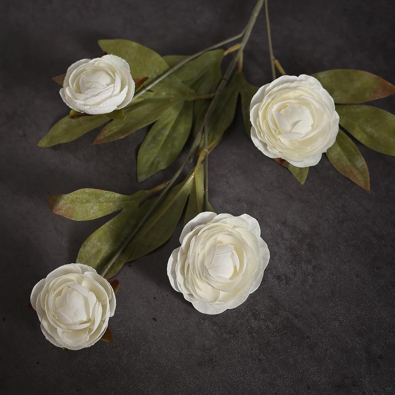 VIERENA 6 PCS Artificial Ranunculus Branches for Vase - 27" Fake Silk Persian Buttercup Stems Look Real Faux Flowers for DIY Bouquet, Table Centerpieces, Farmhouse, Home Decor (Cream)