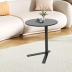 C Shaped End Table, Space Saving Round Sofa Side Tables Couch Table w/ Y-shaped Base, TV Tray Table, Eating Drinking Coffee Table Laptop Desk for Home Living Room Office Bedroom Study Room (Black)