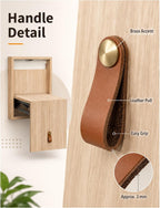 Folding Wall-Mounted Shoe Changing Bench, Space-Saving Pull-Down Seat with Handle, Hidden Utility Box for Apartments - Stylish Brown Design
