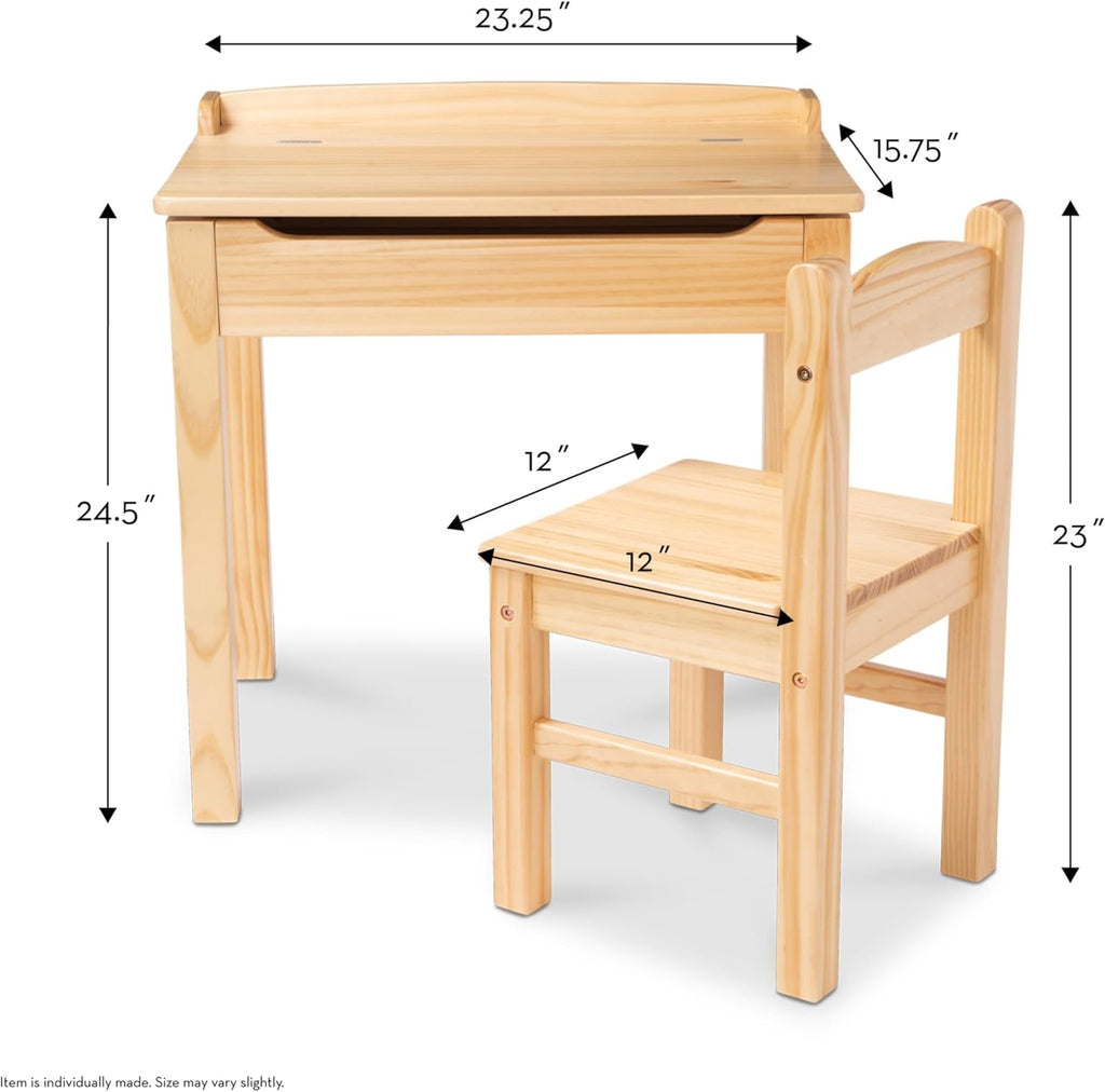 Melissa & Doug Wooden Lift-Top Desk & Chair - Honey