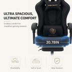 Office Desk Computer Gaming Chair for Adults, Ergonomic High Back Gamer Chair with Massage and Pocket Spring Cushion, Swivel Comfy Video Game Chairs with Footrest and Lumbar Support (Black Leather)