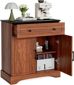 LCRBOL Buffet Cabinet with Storage, Coffee Bar with Drawer & Adjustable Shelf, Modern Sideboard for Kitchen, Dining Room, Living Room, Walnut