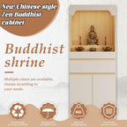 Altar Table, Pooja Cabinet with Drawers and Storage Cabinets, Solid Wood Prayer Table, Pedestal Tables Buddhist Altar Cabinet, for Home Office Or Temple Worship, Design for Prayer Items