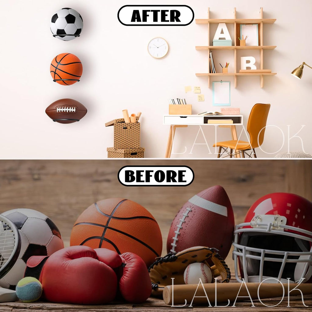 LALAOKS Basketball Holder Wall Mount for Basketball, Soccer Ball, Volleyball, Football, Rugby