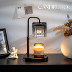 Candeldo Candle Warmer Lamp with Timer: Black Candle Warming Lamp Height Adjustable Wax Melt Warmer Dimmable Modern Farmhouse New Home Bedroom Decor Mothers Day Housewarming Gift for Women