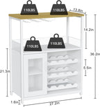 GAOMON Wine Bar Cabinet with Detachable Wine Rack, Bar Cabinet with Storage Space & Glass Holder, Mesh Door, Small Buffet Sideboard for Liquor and Glasses