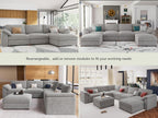 EASE MOOSE Oversized L Shape Sectional Modular Sofa,Wide Deep seat Sectional Sofa,FSC Certified Comfortable Chenille Grey Cloud Modular Sofa