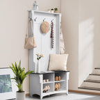 VEVOR Hall Tree Entryway Bench, Coat Rack with Shoe Storage, 32" Wide Mudroom Bench with Seating and Adjustable Shelves, 5 Hanging Hooks and 4 Storage Drawers, for Mudroom, Entryway, Hallway