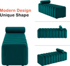 MCombo Waiting Room Benches, Guest Reception Lobby Chairs for Salon, Velvet Upholstered Ottoman for Bedroom Entryway 4698 (Green)