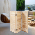 3 Panel Room Divider Short,Short Folding Privacy Screen,Freestanding Privacy Wooden Short Screen,35.4" W x 31.9" H Shutter Style Decorative Divider for Office,Bedroom,Home
