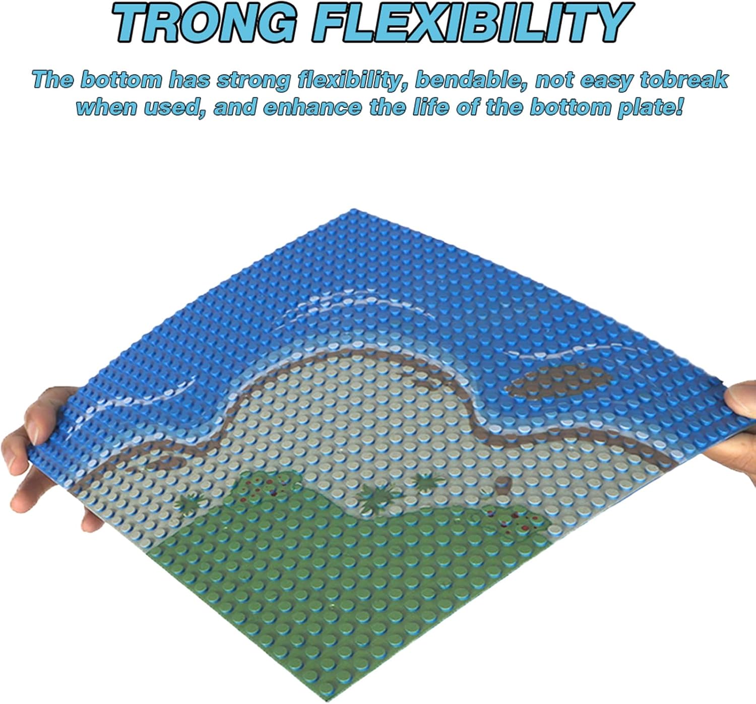 6 Pack Island Base Plates, Ocean Water Beach Baseplate for Grass Oasis, Building Bricks Compatible with All Major Brands(10" x 10")