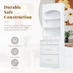 LUMISOL 83.7” Kitchen Pantry, Freestanding Tall Kitchen Hutch with Faux Marble Top, Display Cupboard Cabinet with 5 Storage Drawers and Adjustable Shelf, Storage Cabinet for Kitchen Dining Room, White