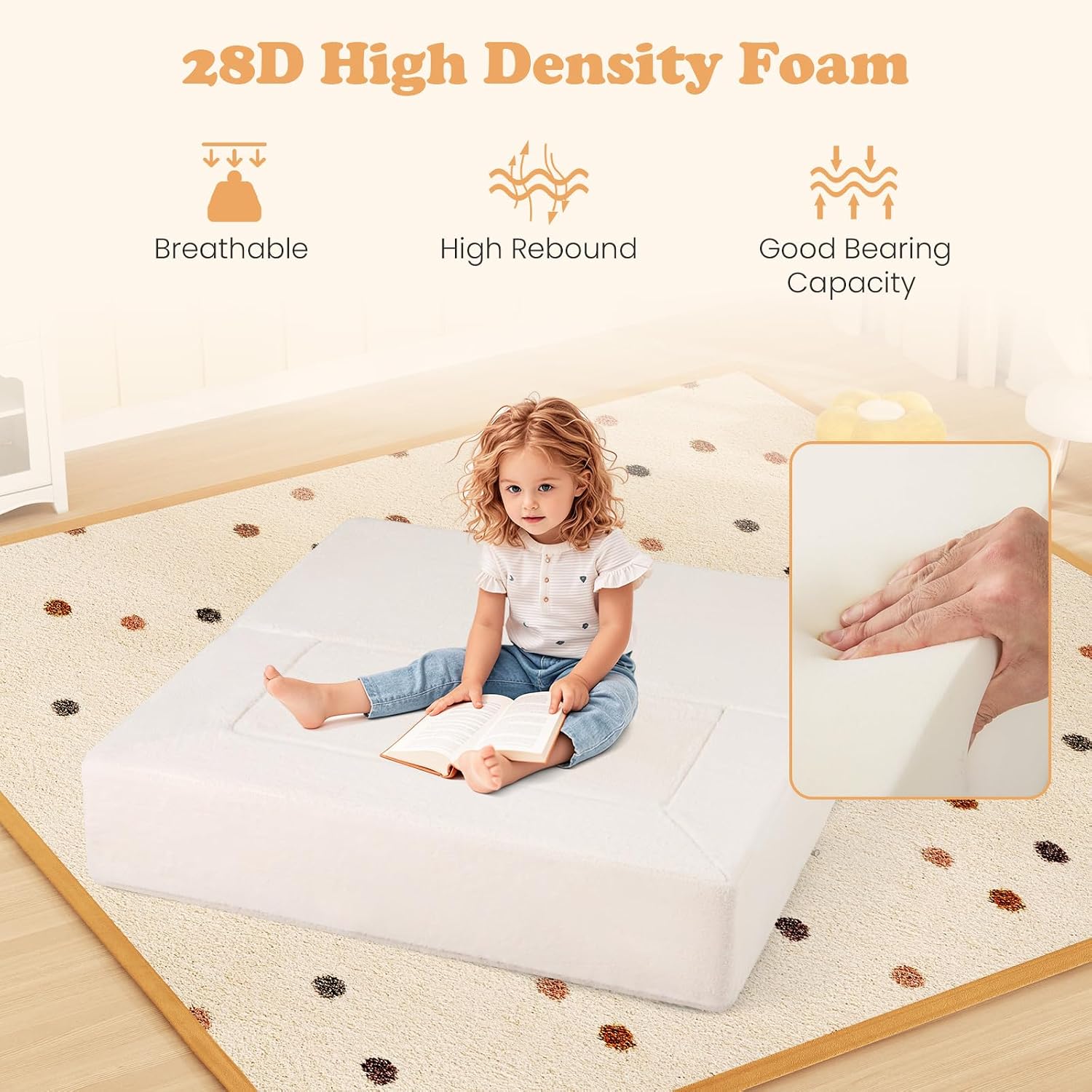 INFANS Modular Kids Play Couch, Toddler Sectional Fort Building Sofa for Playroom, Bedroom, Convertible Soft Foam Furniture Playset and Floor Cushion for Boys and Girls (Beige)