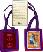 VILLAGE GIFT IMPORTERS Pack of Two Marie Julie Jahenny Purple Scapular | Benediction and Protection Scapular on Knotted Cord | Wear or Display in the Home | Includes Prayer Card