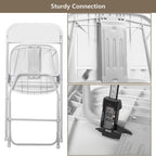 OS MOTOR Folding Chairs 10 Pack, Heavy-Duty Plastic Foldable Chairs with Sturdy Metal Frame, 350 lbs Capacity, Stackable Portable for Weddings, Parties, Office, Indoor, Outdoor Events, White