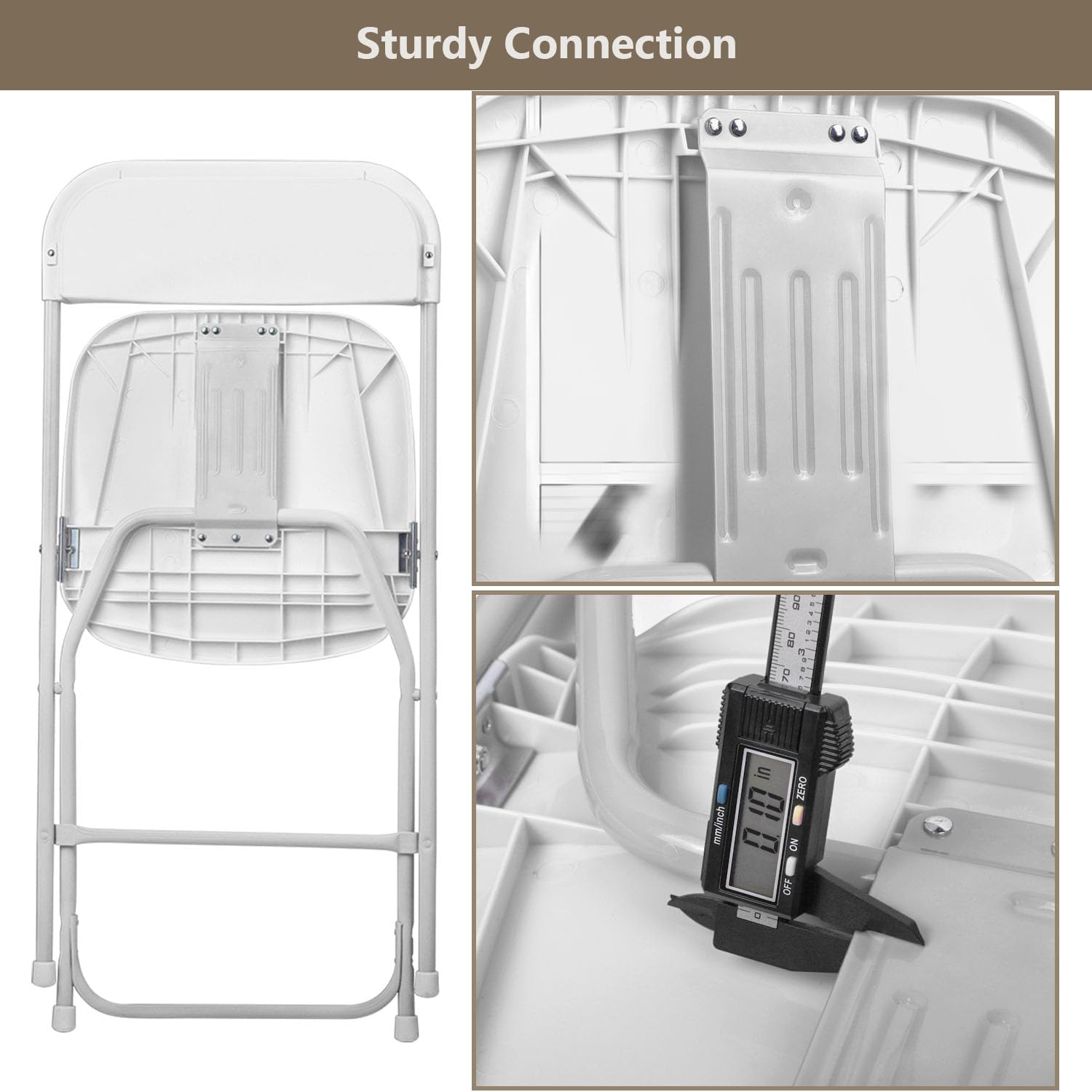 OS MOTOR Folding Chairs 10 Pack, Heavy-Duty Plastic Foldable Chairs with Sturdy Metal Frame, 350 lbs Capacity, Stackable Portable for Weddings, Parties, Office, Indoor, Outdoor Events, White