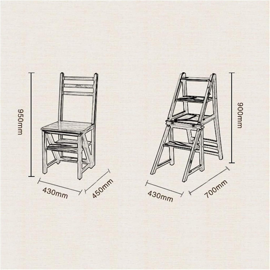 Step Stool 4-Step White Wooden Folding Ladder & Step Stool - Lightweight Dual-Use Shelving Ladder for Home, Library & Loft - 150kg Capacity