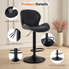 Sweetcrispy Bar Stools Set of 4, Modern Swivel Bar Chairs, Adjustable Fabric Upholstered Barstools Counter Height with Backrest for Kitchen Island, Dining Room, Black