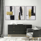Abstract Neutral Textured Framed Canvas Wall Art Set of 3, Minimalist Wall Decor Modern Art Prints, Black Gold Wall Painting Artwork for Living Room,Bedroom,Dining Room,Office, 16"x24"